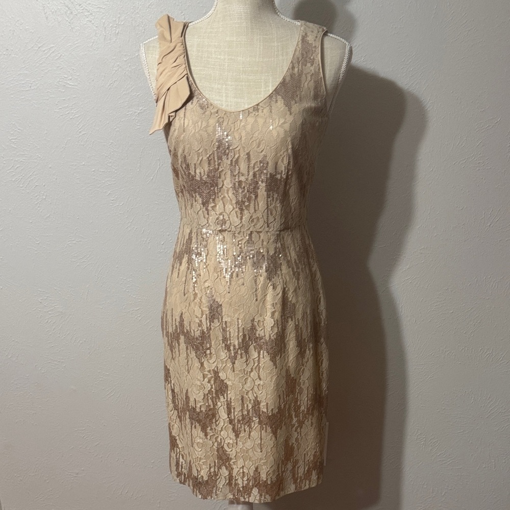 Antonio Melani Beige & Gold Sleeveless Dress